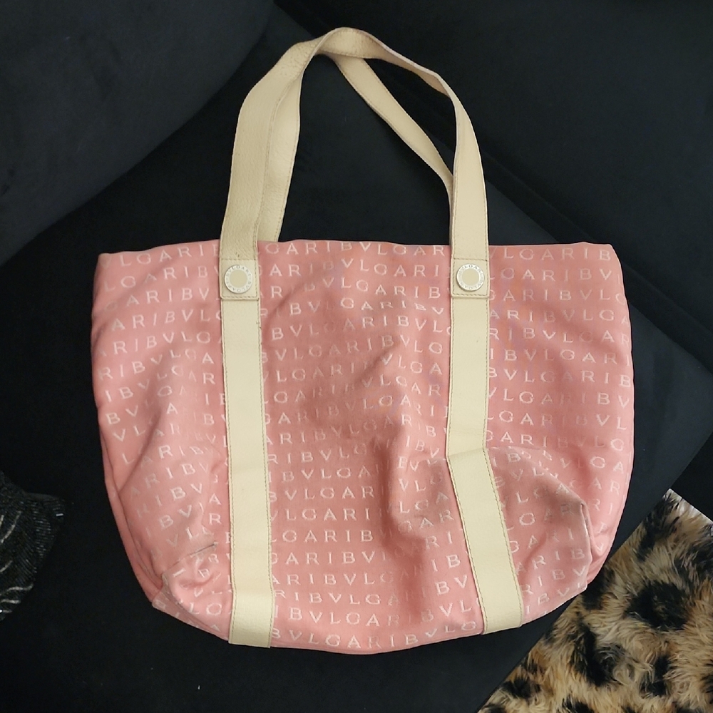 Bulgari Pink and Cream Tote Bag